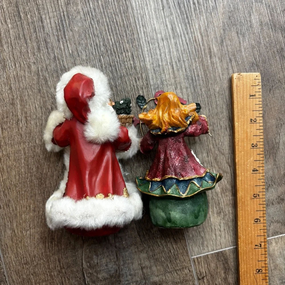 Vintage Santa Claus and Joy Angel Christmas Figurines H's Collection Red Green